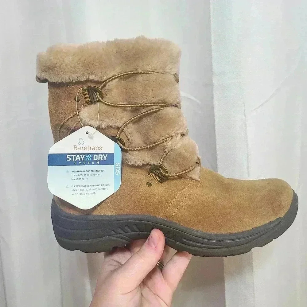 NWT Faux Fur Boots with Lace-Up Detail